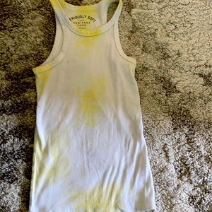 White and yellow tie die shirt